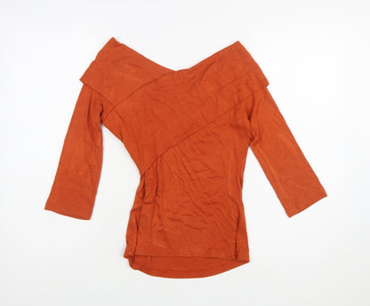 Jasper Conran Womens Orange Off Shoulder Wrap Top Size 10