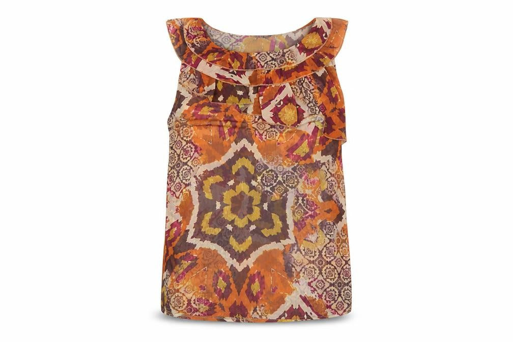 Exhibit Women’s Multicoloured Bohemian Ruffle Sleeveless Blouse M