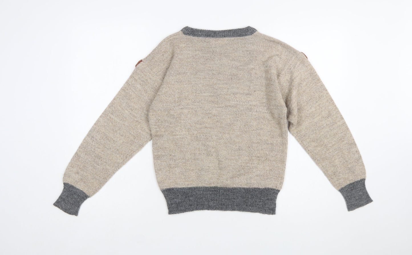 Viz-à-Viz Women Beige Wool Blend Geometric Pullover Jumper S