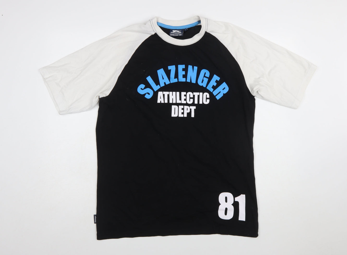 Slazenger Men's Black & White Athletic Dept Logo T-Shirt Size L