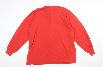 Front Row Men’s Red Long Sleeve Rugby Polo Shirt 3XL Cotton