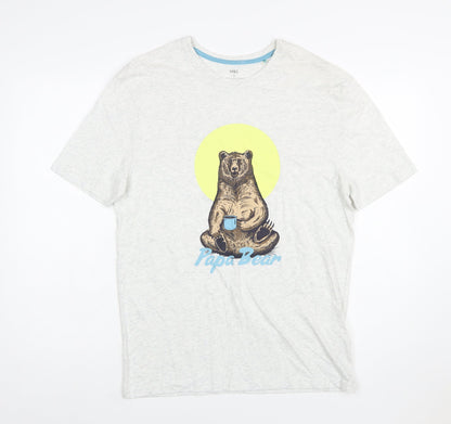 Marks and Spencer Men's Grey Papa Bear Graphic Cotton T-Shirt Small