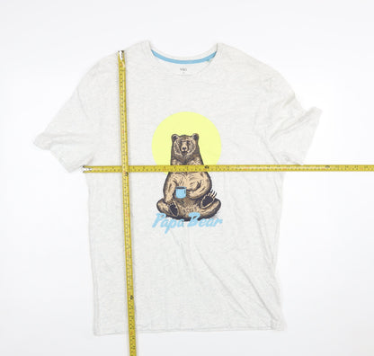 Marks and Spencer Men's Grey Papa Bear Graphic Cotton T-Shirt Small