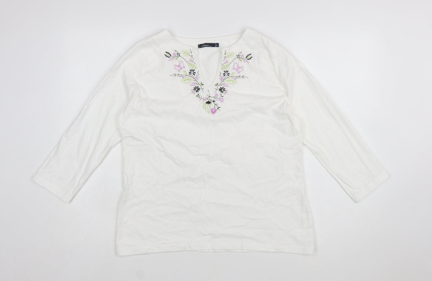 Dash Womens White Embroidered Cotton Tunic Blouse UK 16