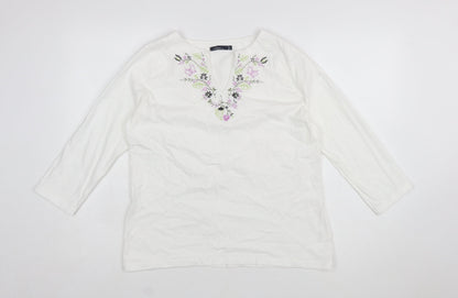 Dash Womens White Embroidered Cotton Tunic Blouse UK 16