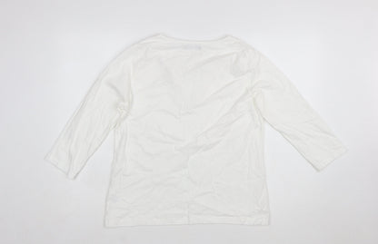 Dash Womens White Embroidered Cotton Tunic Blouse UK 16