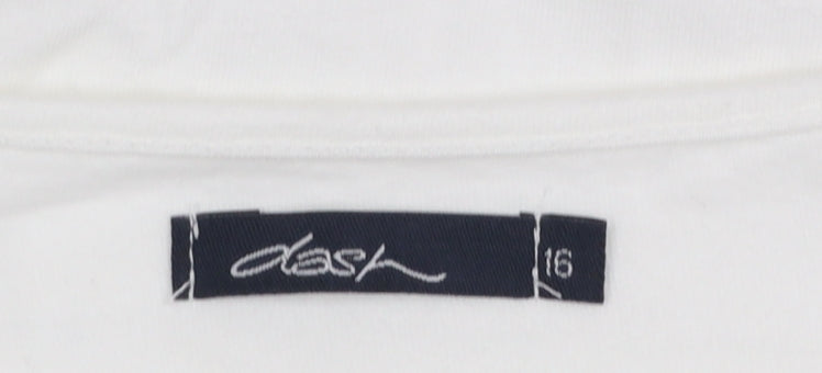 Dash Womens White Embroidered Cotton Tunic Blouse UK 16