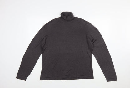 BERK Womens Grey Roll Neck Cashmere Silk Jumper Size 16