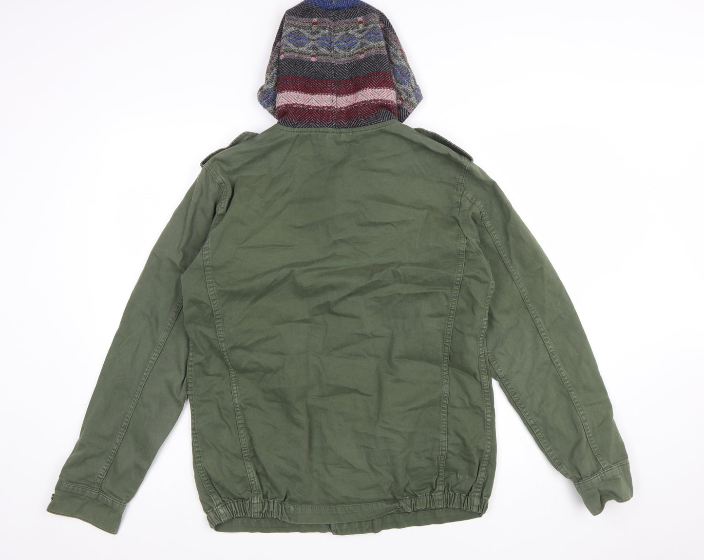 Topshop Women's Green Military Hooded Cotton Jacket Size 12