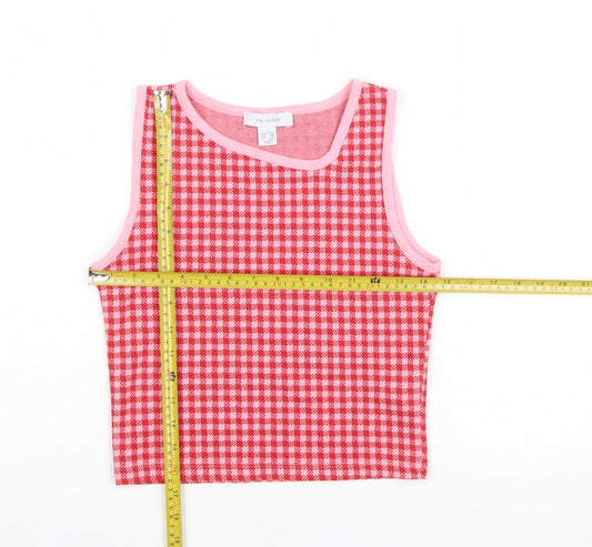 Primark Women's Pink Cropped Check Tank Top Size S