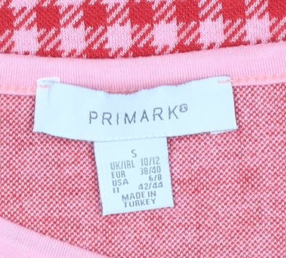 Primark Women's Pink Cropped Check Tank Top Size S
