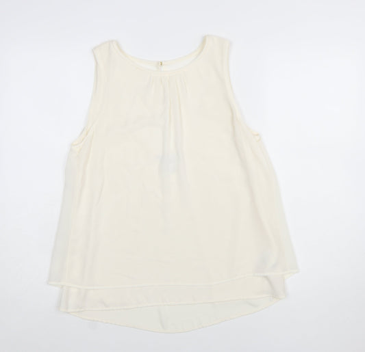 H&M Women Ivory Sleeveless Chiffon Camisole Blouse Size 12