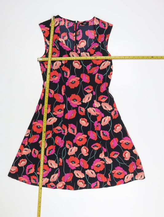 F&F Women’s Multicoloured Floral Sleeveless A-Line Dress Size 6