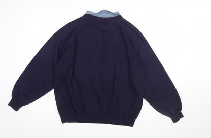 Violet Valley Women's Navy Patchwork Collared Pullover Sweatshirt M