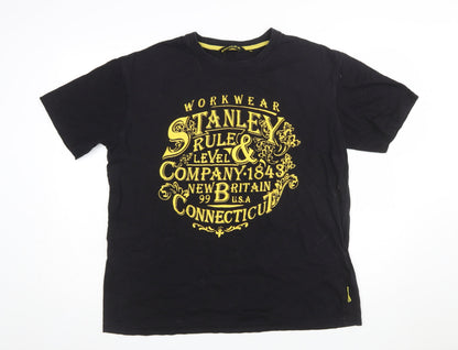 Stanley Workwear Men's Black Crew Neck Cotton Graphic T-Shirt XL