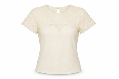 H&M Women’s Ivory Lace Short Sleeve Blouse Size S