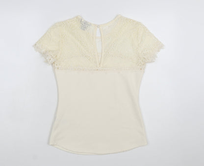 H&M Women’s Ivory Lace Short Sleeve Blouse Size S