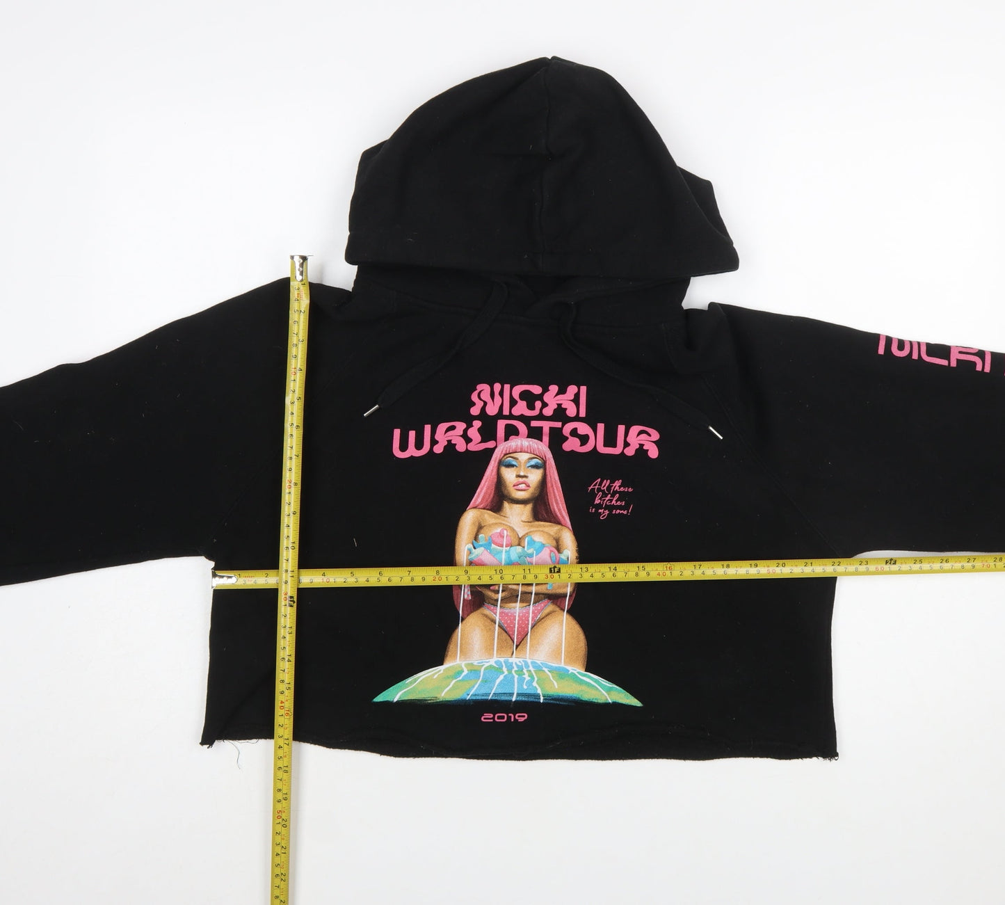 Nicki WRLD Tour Women's Black Pullover Cropped Hoodie XL Graphic Print