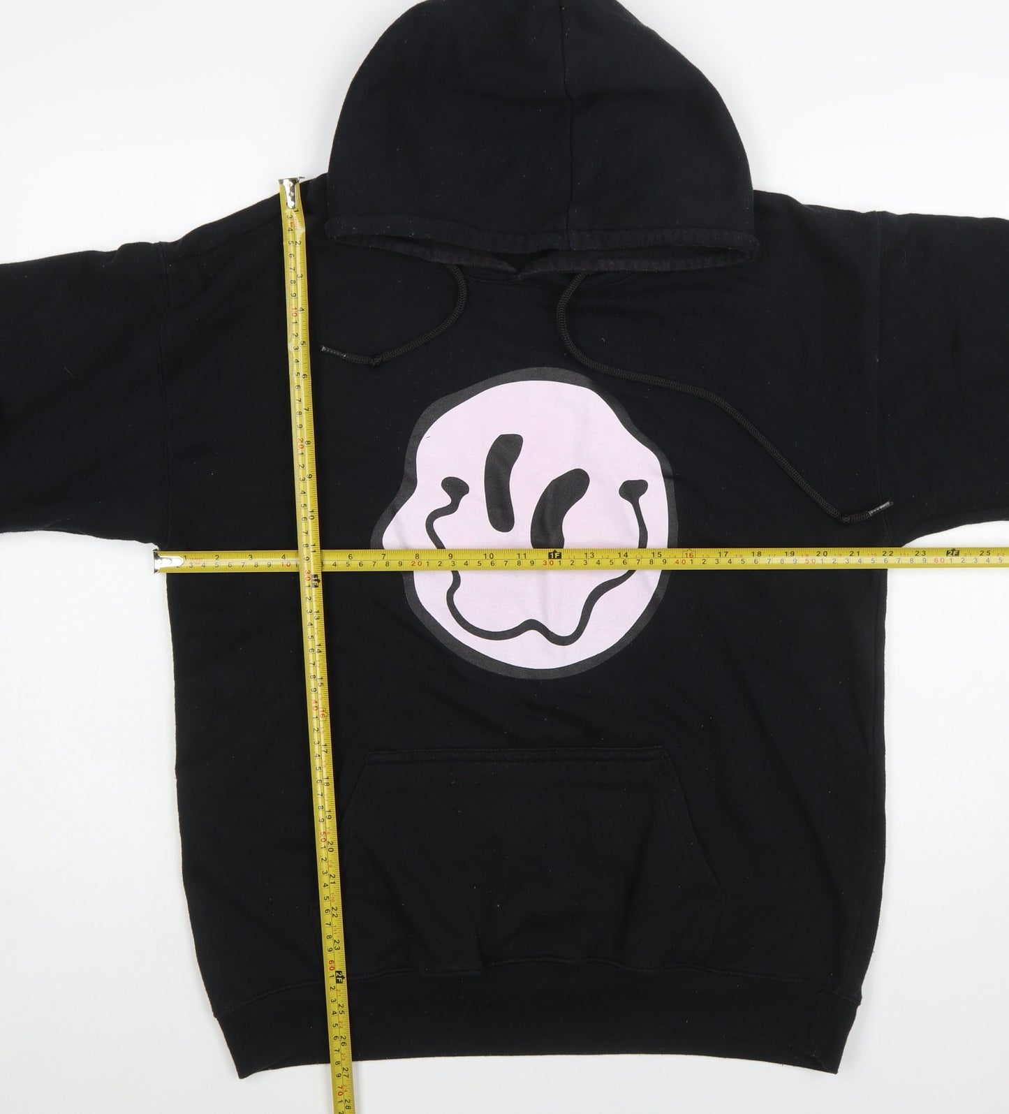 BoohooMAN Men's Black Pullover Hoodie M Graphic Print Fleece