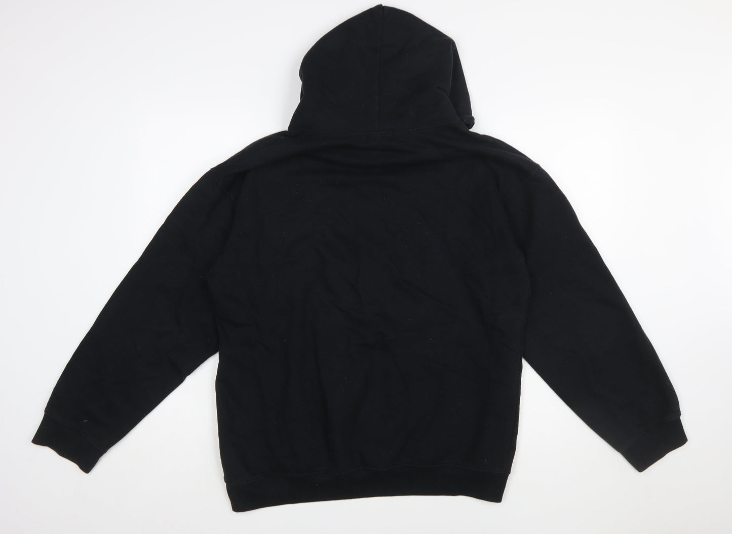 BoohooMAN Men's Black Pullover Hoodie M Graphic Print Fleece