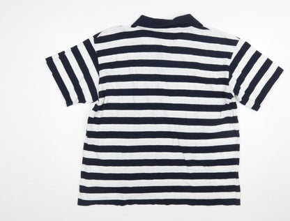 Venice Collection Men's Blue Striped 2XL Cotton Polo Shirt