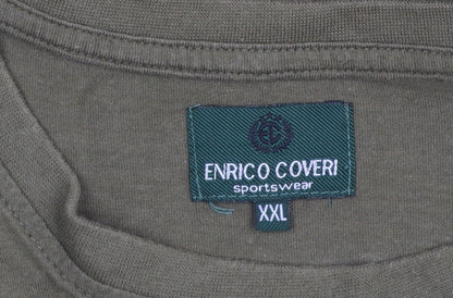 Enrico Coveri Men's Green 2XL Embroidered Sportswear Cotton T-Shirt