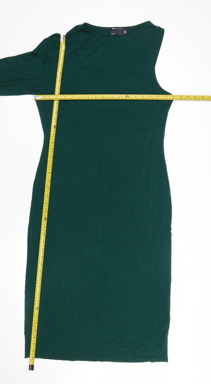 ASOS Women’s Green Bodycon Midi Dress Size 18 Long Sleeve Asymmetric