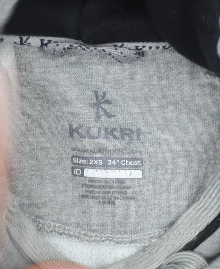 Kukri Mens Grey Hoodie Wilmslow Hockey Graphic Pullover 2XS