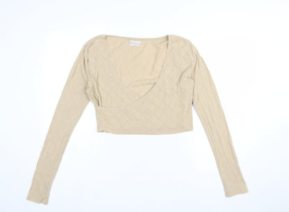 Urban Outfitters Women Beige V-Neck Knit Pullover Jumper Size M