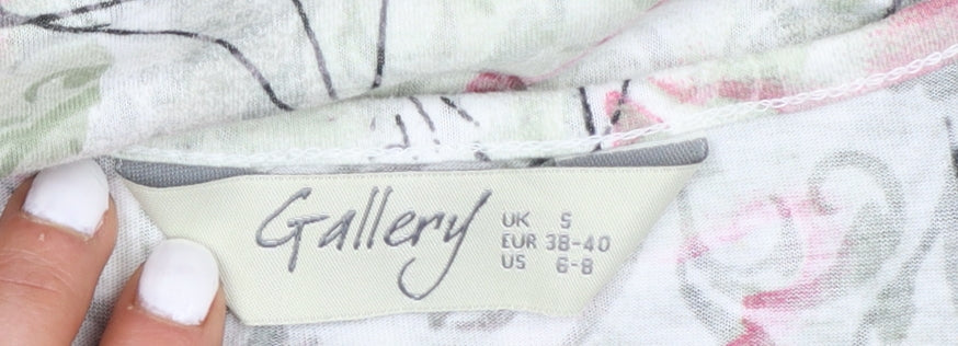 Gallery Womens Pink Floral Short Sleeve Cotton Blend T-Shirt Size S