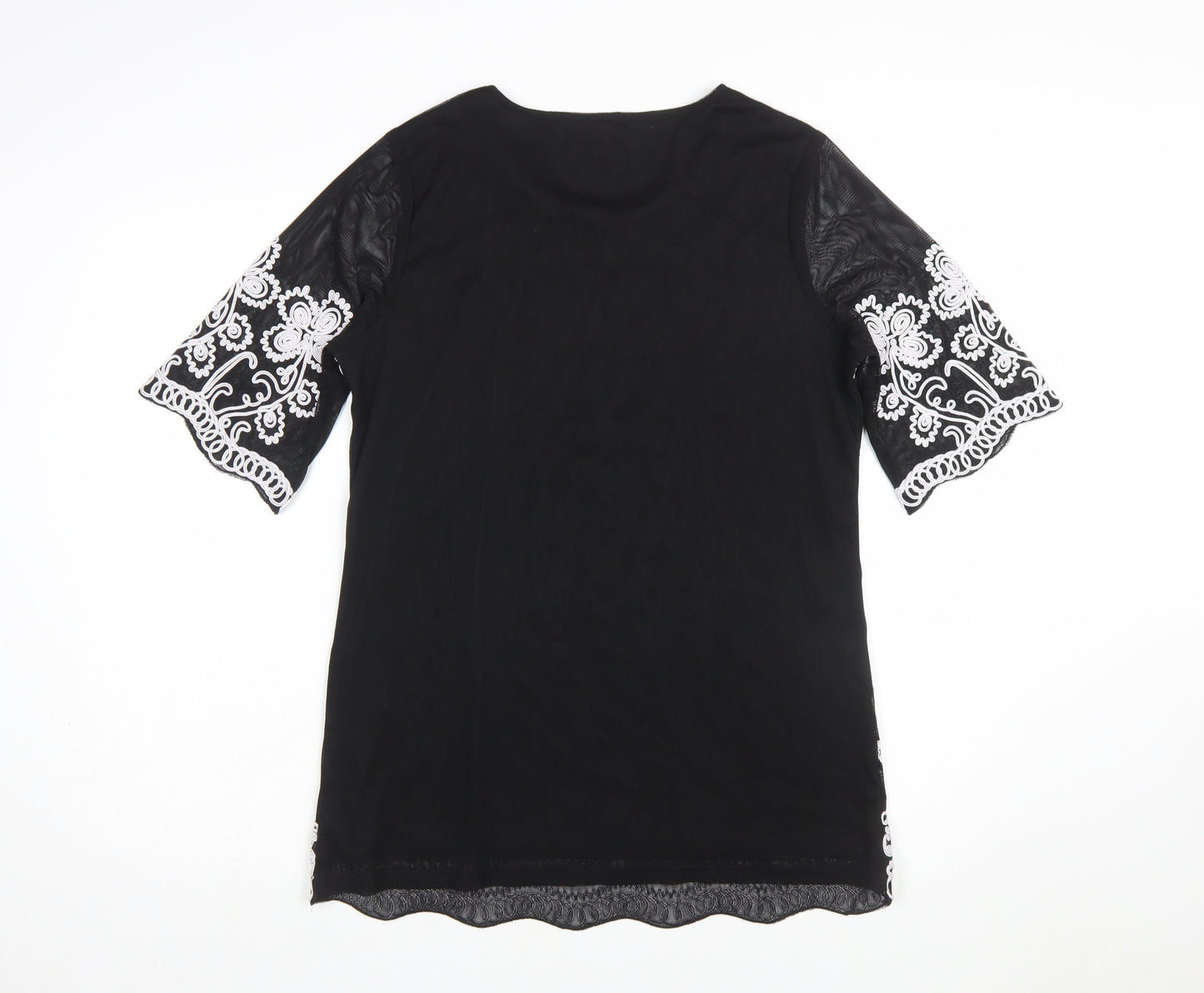 Anna Rose Women Black Floral Sequin Shift Dress M