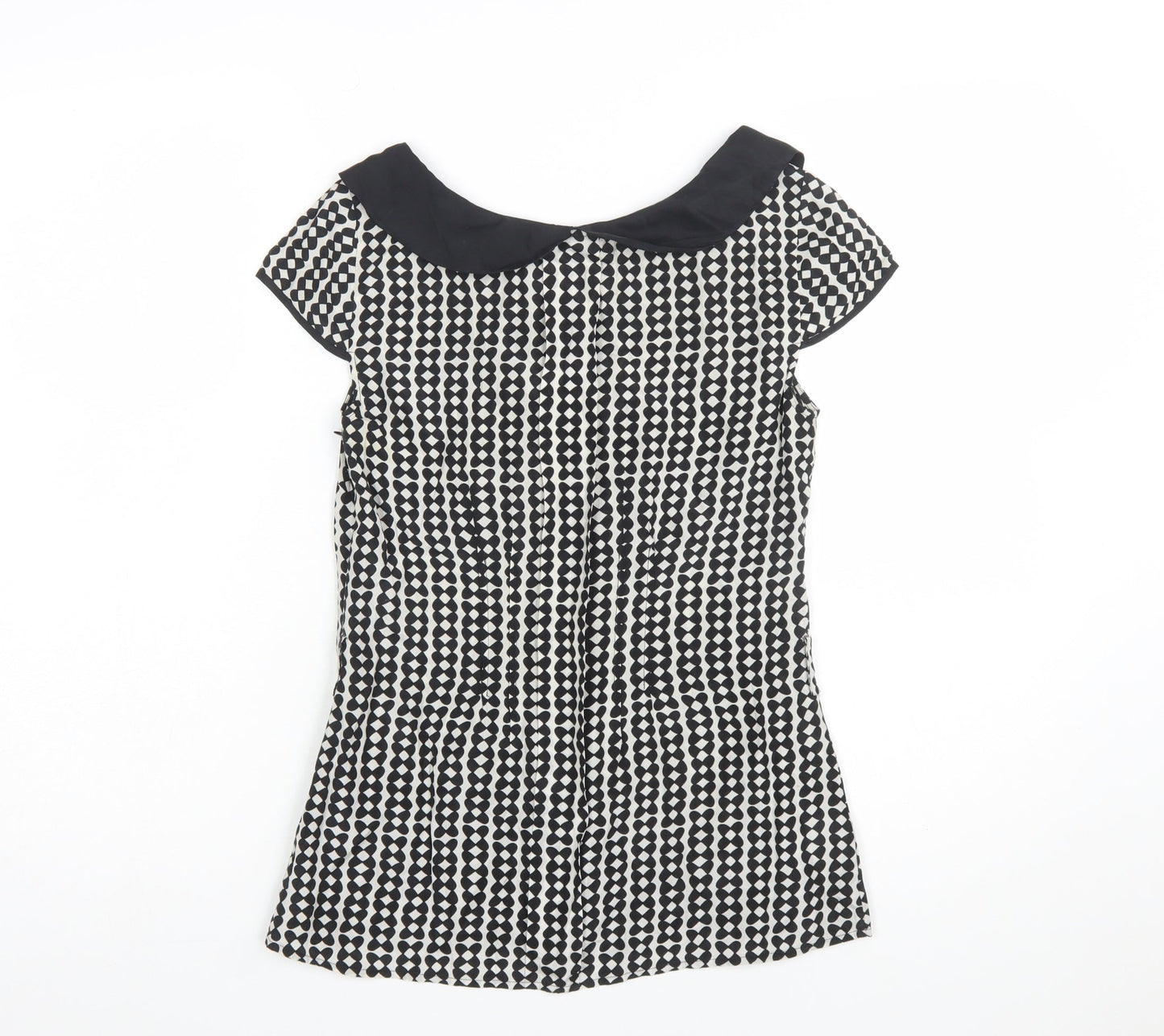 Monsoon Women's Black & White Patterned Blouse Size 8 Short Sleeve