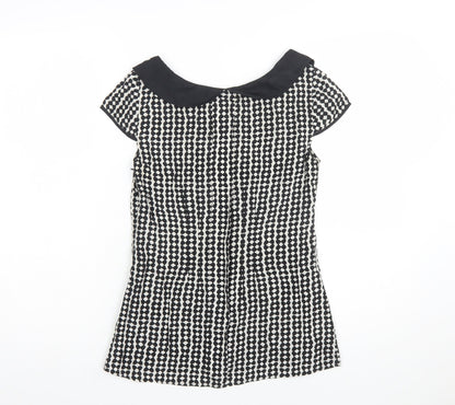 Monsoon Women's Black & White Patterned Blouse Size 8 Short Sleeve