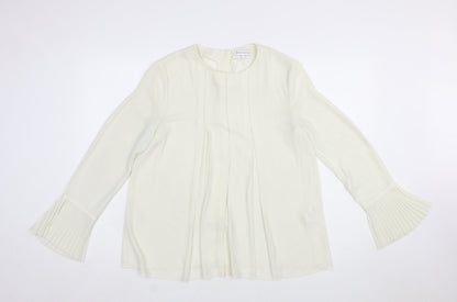 Warehouse Women Ivory Pleated Cuff Long Sleeve Tunic Blouse Size 10