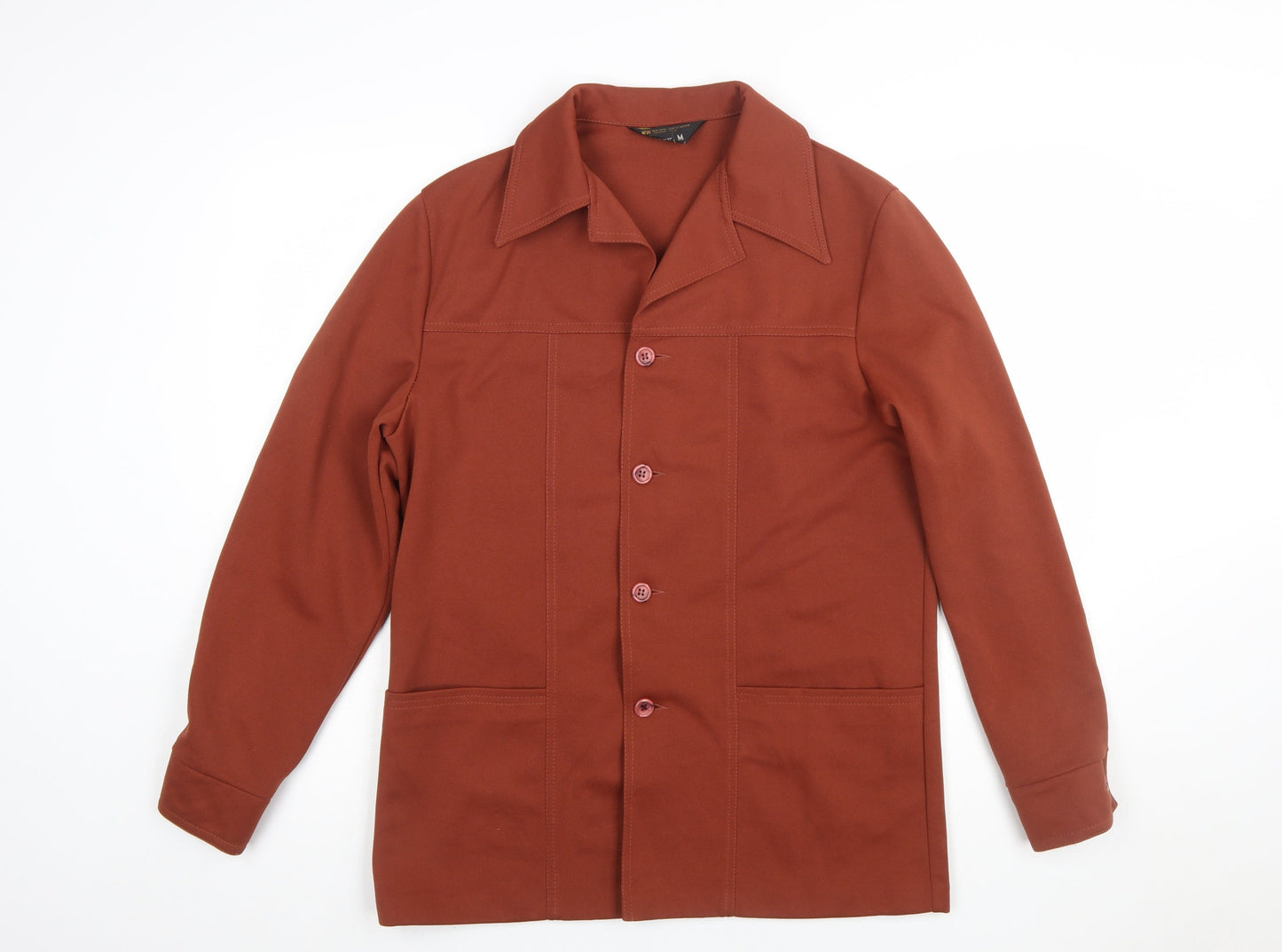 JCPenney Women Brown Button-Up Classic Jacket Medium Cotton Blend