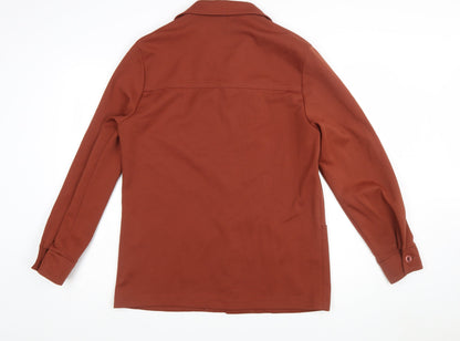 JCPenney Women Brown Button-Up Classic Jacket Medium Cotton Blend
