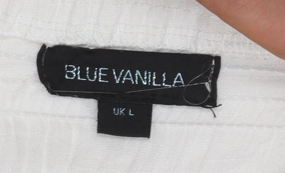 Blue Vanilla Women White Off Shoulder Cotton Peasant Blouse L