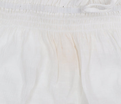 Blue Vanilla Women White Off Shoulder Cotton Peasant Blouse L
