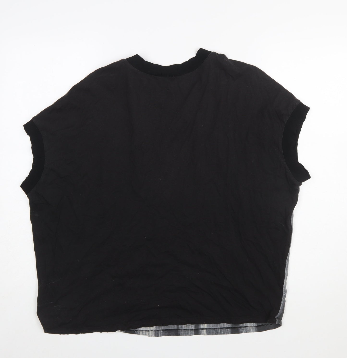 DKNY Womens Black Silk Blend Sleeveless Blouse Size L