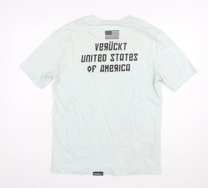 VERÜCKT Men's White USA Graphic Cotton T-Shirt Size M