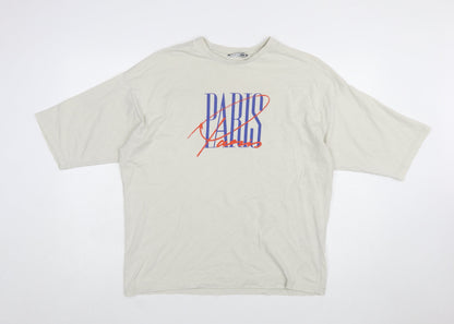 ASOS DESIGN Men’s Beige Paris Print Relaxed Fit T-Shirt XS