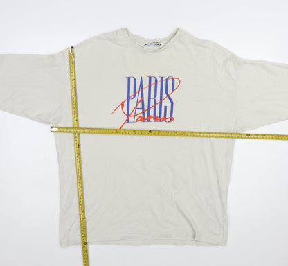 ASOS DESIGN Men’s Beige Paris Print Relaxed Fit T-Shirt XS