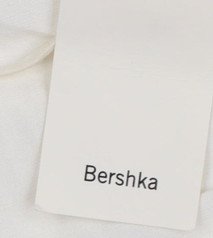 Bershka Women Ivory Short Wrap Dress Size S Sleeveless Viscose
