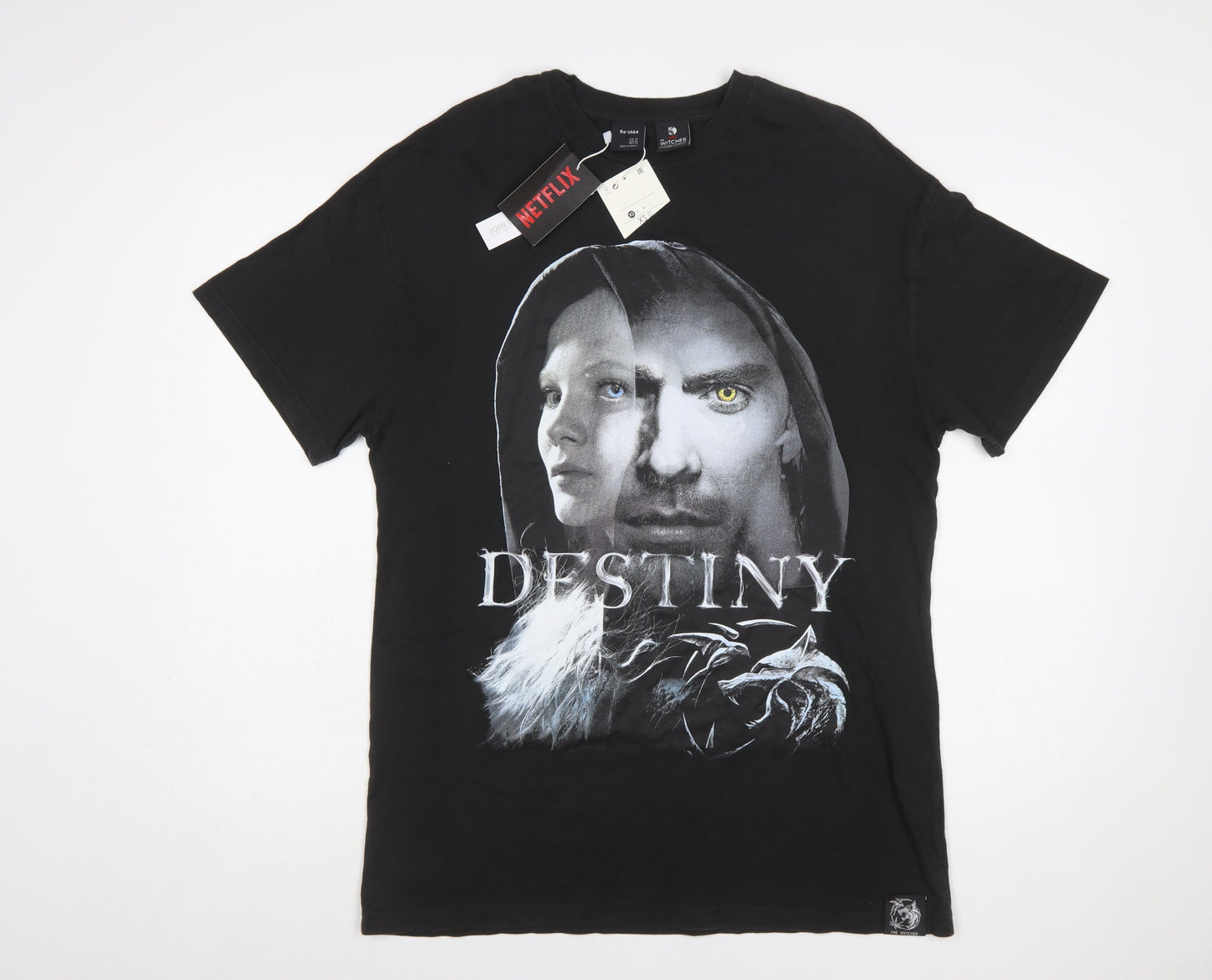 Bershka Men’s Black The Witcher Destiny Graphic T-Shirt XS