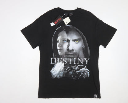 Bershka Men’s Black The Witcher Destiny Graphic T-Shirt XS
