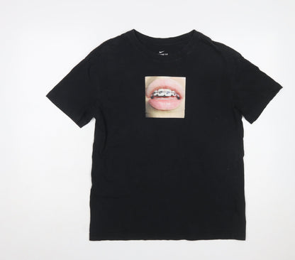 Nike Women’s Black Graphic Lips Print Cotton T-Shirt Size S