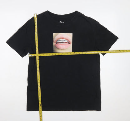 Nike Women’s Black Graphic Lips Print Cotton T-Shirt Size S