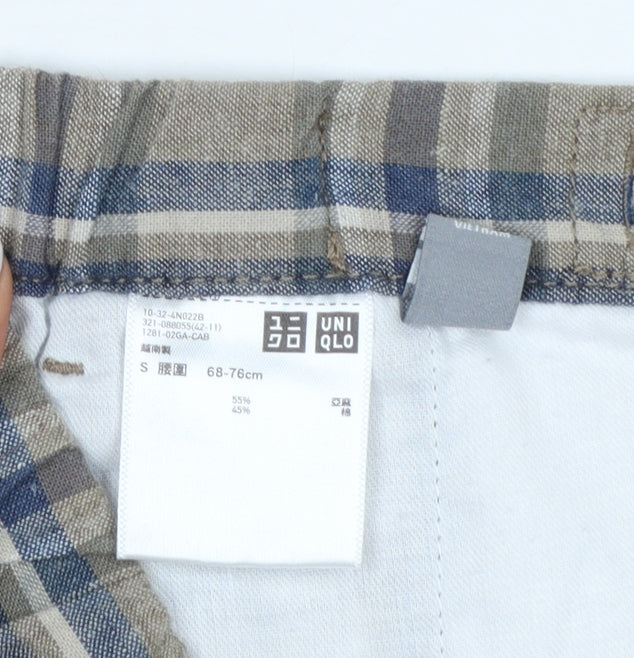 UNIQLO Men's Beige Check Linen Blend Chino Shorts Size S