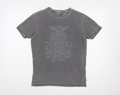 Tommy Hilfiger Denim Men's Grey Small Graphic Cotton T-Shirt