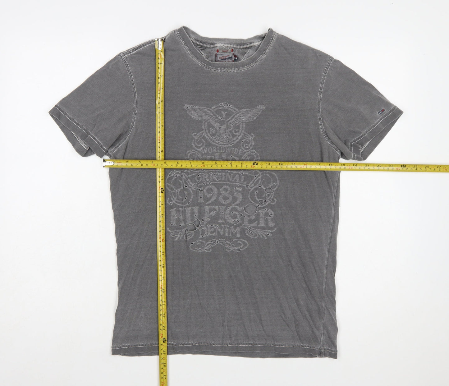 Tommy Hilfiger Denim Men's Grey Small Graphic Cotton T-Shirt